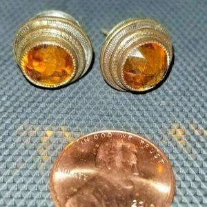 Vintage Earrings with Amber Accents